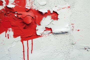 Poster - A close-up shot of a red and white painted wall with colorful brush strokes