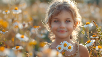 little girl with flower