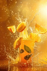 Poster - A refreshing drink of orange juice mixed with water, perfect for a hot day