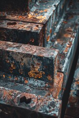 Poster - A detailed view of a rusty metal structure, ideal for use in industrial or decay-themed contexts