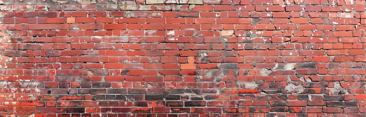 Wall Mural - A brick wall with a panoramic view. A grunge stone texture is used in the background.