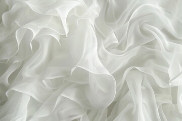 Poster - This is a stylish wedding background featuring beige ruffle bridal dresses. The background is illustrated with waves of silk fabric.