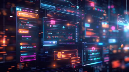 A digital depiction of a live streaming platform with floating chat messages and interactive overlays