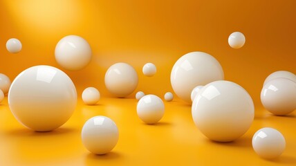 Wall Mural - Abstract White Spheres Scattered On Orange Background