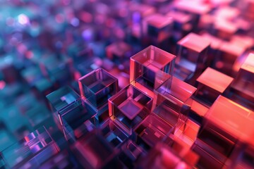 Poster - A close-up view of a collection of cubes arranged on a table surface