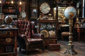 Poster - A room filled with multiple kinds of clocks on walls and shelves