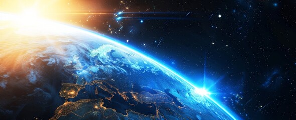 Wall Mural - the image features a black hole over a field of stars in outer space, with a letter o formed as an a