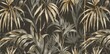 © Mark - A graphic illustration of exotic leaves and flowers on a concrete grunge wall. Illustration for a photo wallpaper, wallpaper, mural, or card. Design for a loft, classic, or modern style.