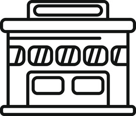 Sticker - Simple line drawing of a city bus station building facade showing public transportation