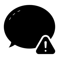 Canvas Print - chat speech bubble with warning sign glyph icon