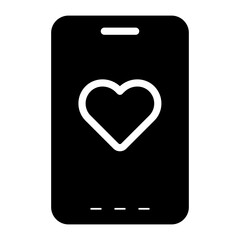 Wall Mural - smartphone with love heart symbol glyph icon