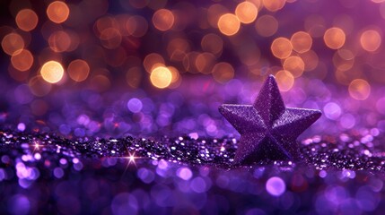 Sticker - A purple background with stars and a blurry focus. The stars are scattered throughout the image, with some closer to the foreground and others further back. Scene is dreamy and whimsical