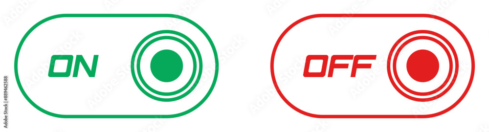 On and off switches. Slider button line art. Set for mobile application ...