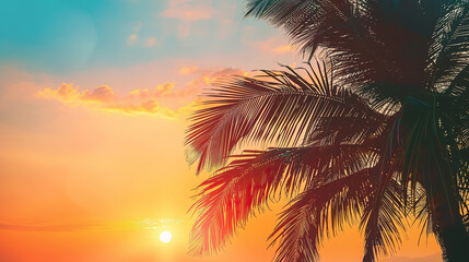 Canvas Print - Palm trees at sunset