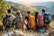 © Jorge Ferreiro - Group of friends on a hiking camping trip in the mountain