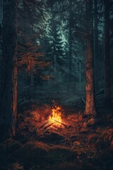 Wall Mural - A Flowing vampire illuminated dark forest perfect for