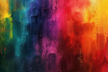 Wall Mural - vibrant abstract rainbow brush strokes on textured canvas digital painting