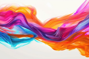 Wall Mural - vibrant liquid paint flowing in curved motion on white background colorful and dynamic abstract fluid art creative and energetic design element digital illustration