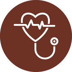 Sticker - Cardiology Glyph Brown Circle Icon