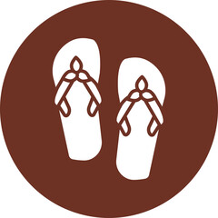 Sticker - Flip Flop Glyph Brown Circle Icon