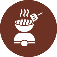 Poster - Barbecue Glyph Brown Circle Icon