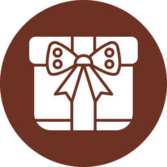 Poster - Gift Box Glyph Brown Circle Icon