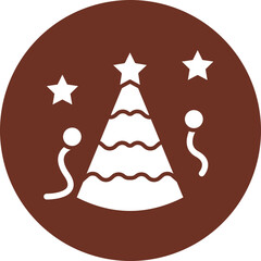 Sticker - Party Hat Glyph Brown Circle Icon