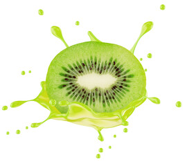 Wall Mural - kiwi with juice splash isolated on a white background. Clipping path