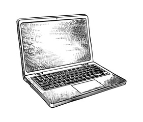 Aufkleber - laptop engraving black and white outline