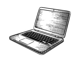 Aufkleber - laptop engraving black and white outline