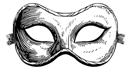 Wall Mural - venetian mask engraving black and white outline