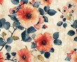 © Karn AS Images - Vintage wallpaper with a fantasy botanical flower bunch Intricate and charming floral print motif, soft pastel colors Generative AI design