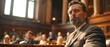 © Starkreal - Uncertain Man at Defendant's Table in Courtroom Surrounded by Judge and Lawyers