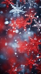 Wall Mural - Christmas snowflakes winter background with bokeh.