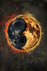 Wall Mural - A close up of a sun with a moon on it