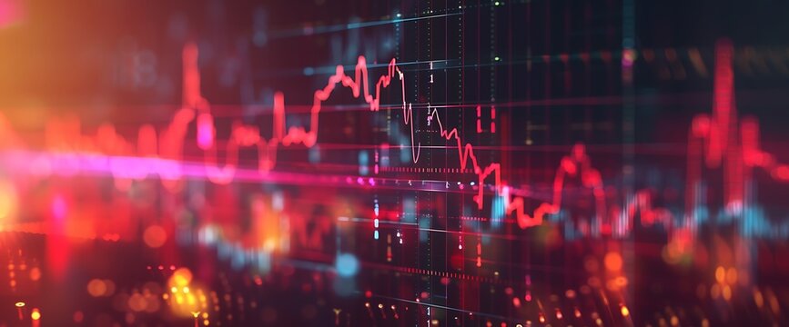 Graphical representation of stock movements resembling a heartbeat monitor, highlighting market fluctuations.