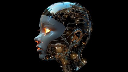 Poster - Stock concept of a female robot face. Stock image.