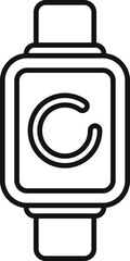 Sticker - Simple black and white icon of a smartwatch showing letter c on its screen