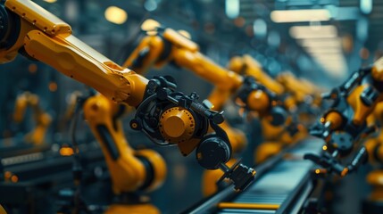 Poster - Batteries for the automotive industry are assembled by automated robot arms inside Bright Plant's EV Battery Pack Automated Production Line.