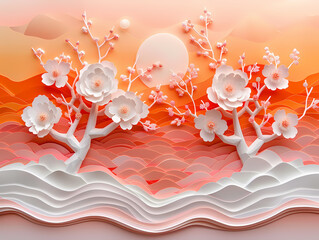 Wall Mural - peach and white abstract nature background 