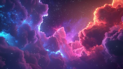 Wall Mural - the most wonderful fantasy starry night sky, blue and purple colored, with a galaxy and aurora 4k wa