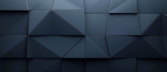 Poster - Dark blue gradient background with black lines, geometric shapes, sharp edges, light reflection on the surface of metal strips, minimalist style, modern minimalist style;