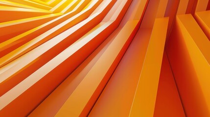 Wall Mural - Geometric abstract design featuring orange hues, with sharp lines and angles