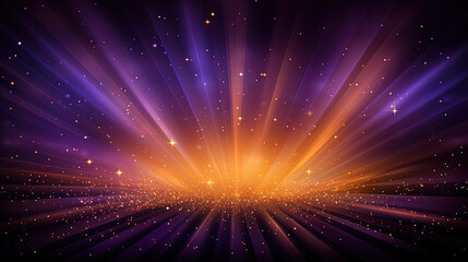 Poster - Abstract backgound with purple and orange light rays. God rays or light burst with bokeh