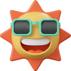 Wall Mural - Smiley sun, 3d illustration of Summer concept