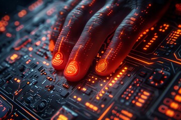 Poster - digital fingerprint scanning on circuit board