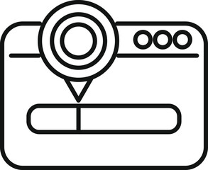 Poster - Simple outline icon representing a website with a location pin, useful for a variety of digital projects