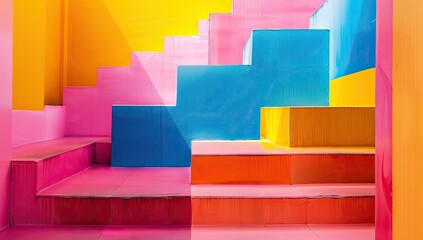 Wall Mural - Vibrant Multicolored Staircase