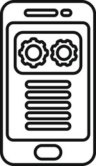 Poster - black and white illustration of a smartphone showing a mobile app development concept