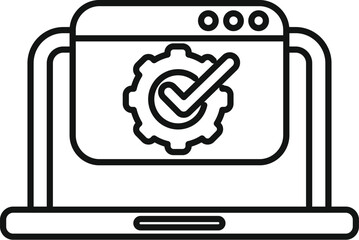 Poster - laptop is displaying a web page with a checked gear icon, representing a successful system update